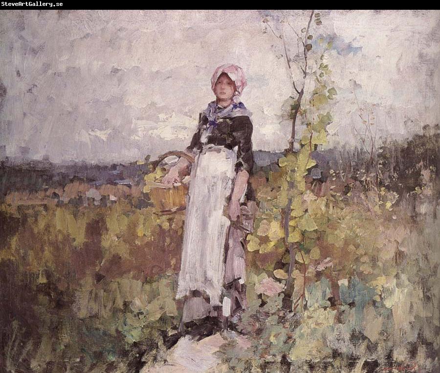 Nicolae Grigorescu French peasant Woman in the Vineyard